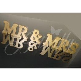 Dekorácia "MR & MRS" - zlatá